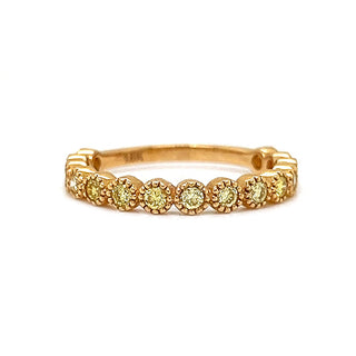 Natural Mined Fancy Yellow Diamond Band Ring Yellow Gold