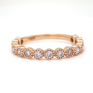 Natural Mined Round Fancy Light Pink Diamond Milgrain Beaded Rose Gold