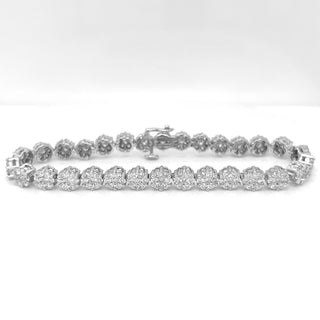 Natural Diamond Floral Cocktail Bracelet, in White Gold