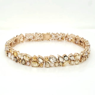 Natural Rose Cut Diamond Bracelet, in Yellow Gold