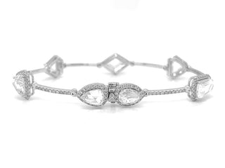 Natural Mined Rose Cut Diamond with Melee's Link Bracelet White Diamond GIA Certified