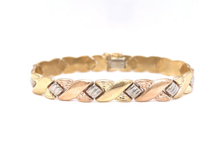 Tri Color Italian Bracelet Cocktail 14KT White Rose Yellow Gold