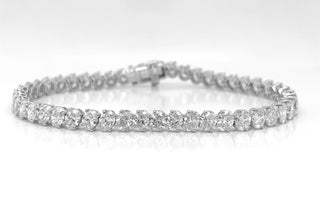 Natural Mined Oval Cut Diamond Single Line Tennis Bracelet White Gold