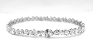 Natural Mined Diamond Mixed Shape Oval Emerald Heart Shaped Princess Cut Single Line Tennis Bracelet White Gold