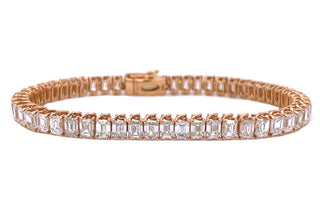 Natural Mined Emerald Cut Diamond Single Line Tennis Bracelet Rose Gold