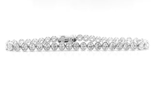 Natural Oval Diamond Bezel Set Tennis Bracelet, in White Gold