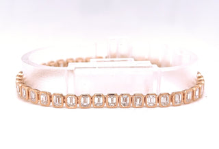 Natural Emerald Cut Diamond Tennis Bracelet, in Rose Gold