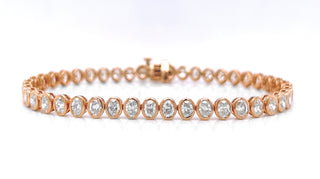 Natural Oval Diamond Bezel Set Tennis Bracelet, in Rose Gold