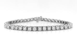 Natural Round Diamond Tennis Bracelet, in White Gold