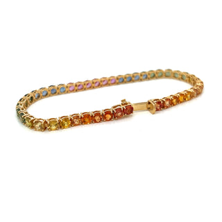 Natural Sapphire Rainbow Bracelet, in Yellow Gold