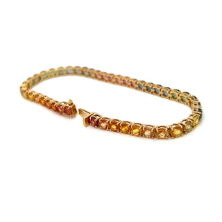 Natural Sapphire Rainbow Bracelet, in Yellow Gold