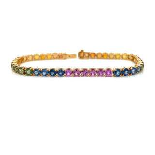 Natural Sapphire Rainbow Bracelet, in Yellow Gold