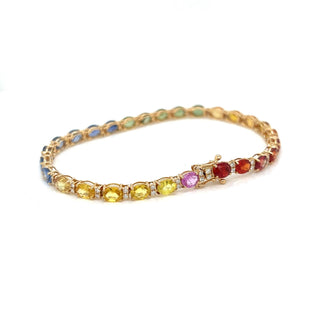 Natural Mined Multicolor Sapphire Rainbow Natural Mined Bracelet Rose Gold