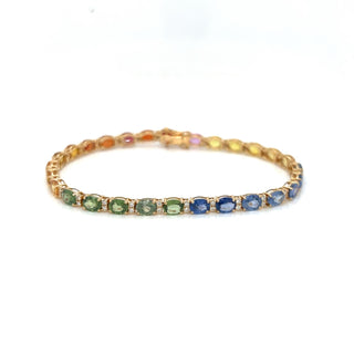 Natural Mined Multicolor Sapphire Rainbow Natural Mined Bracelet Rose Gold