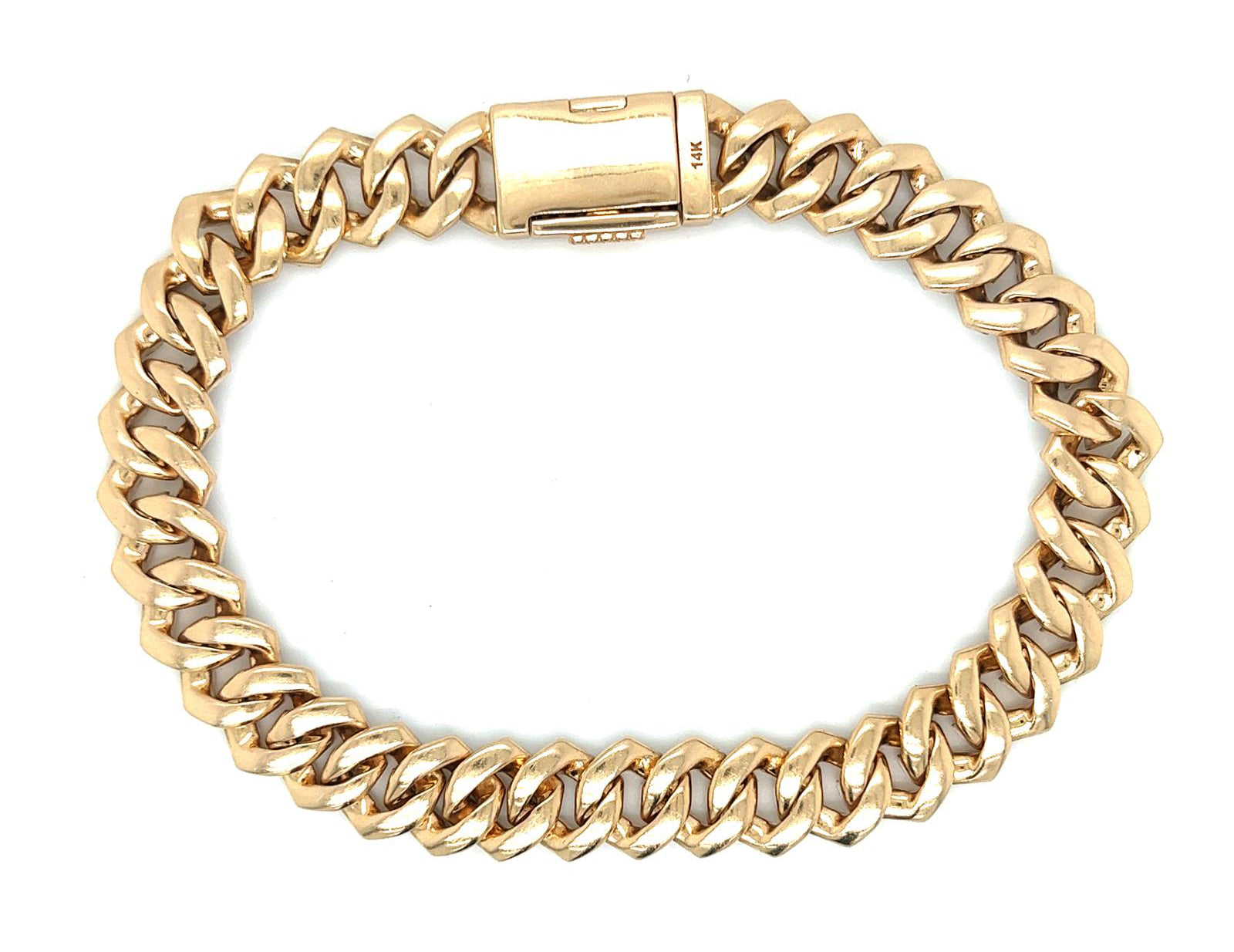 7 Carat Natural Mined Diamond Cuban Link Bracelet 14KT Yellow Gold