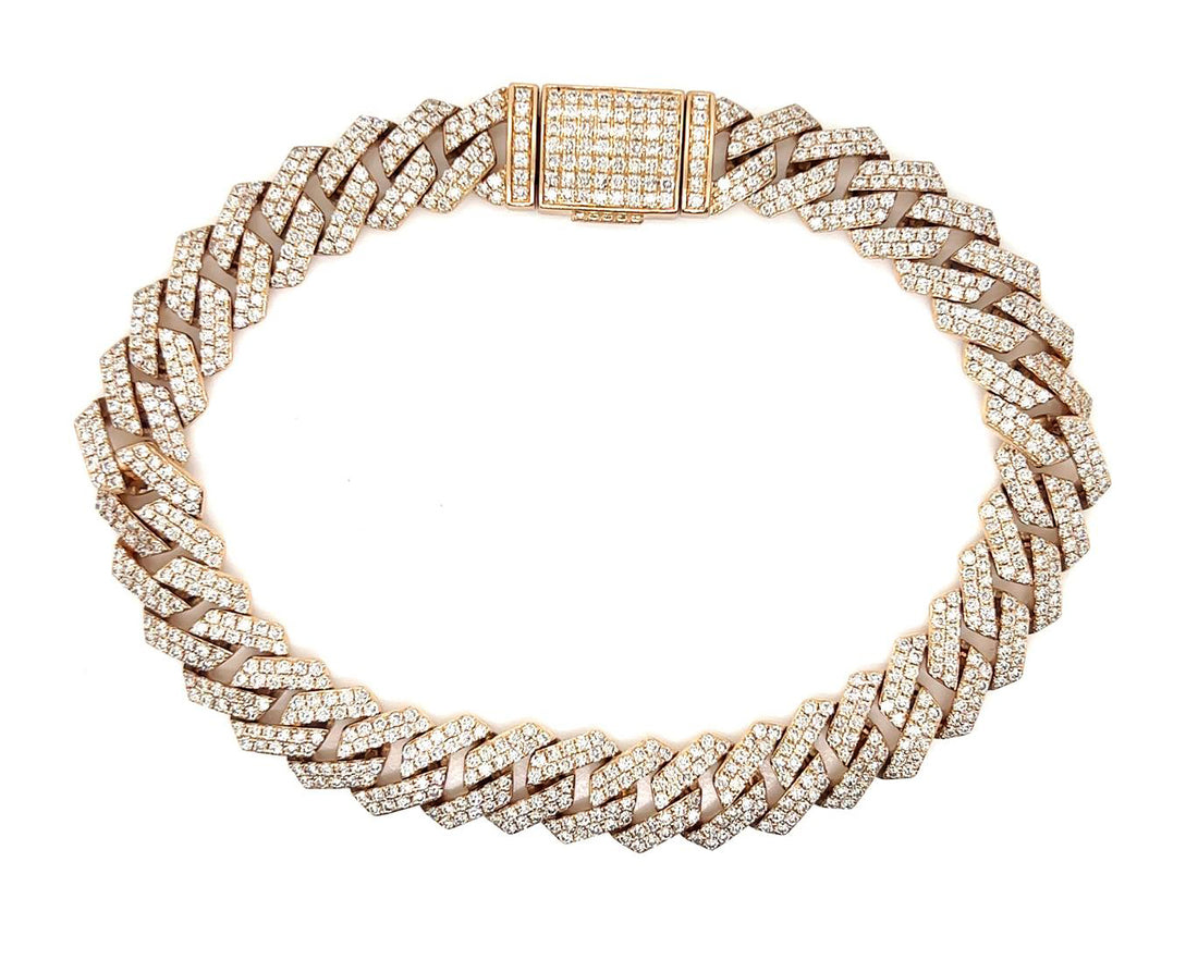 7 Carat Natural Mined Diamond Cuban Link Bracelet 14KT Yellow Gold