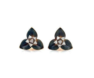 Natural Mined Diamond Flower Cocktail Earrings Studs Yellow Gold