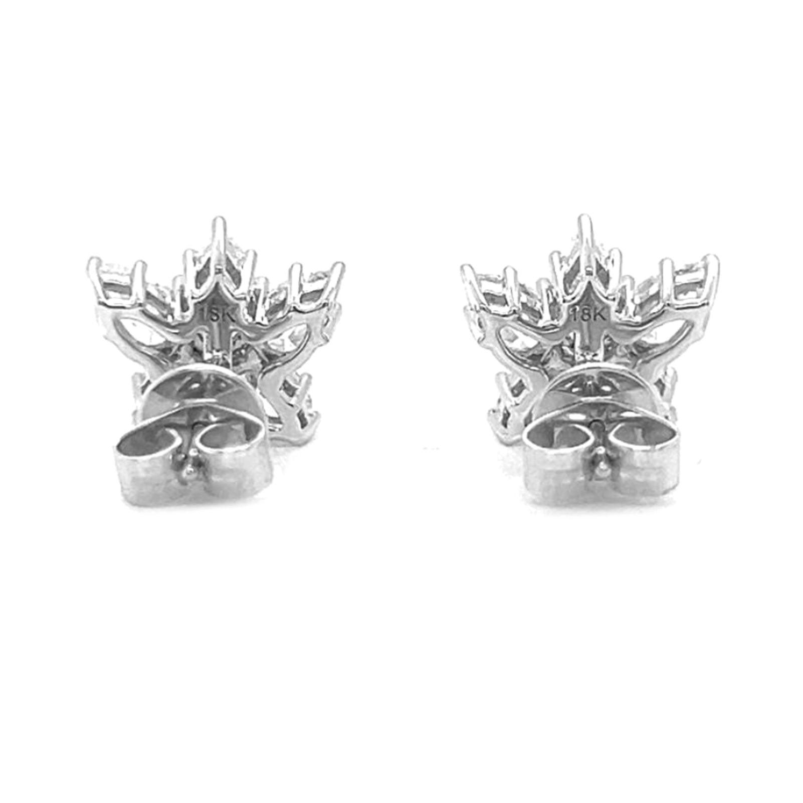 2.57 Carat Natural Mined Pear Shaped Diamond Cluster Earrings 18KT White Gold