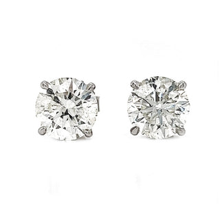 Natural Diamond Round Studs Earrings, in White Gold