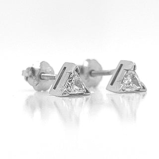 Natural Mined Triangle Diamond Stud Earrings White Gold