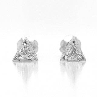 Natural Mined Triangle Diamond Stud Earrings White Gold