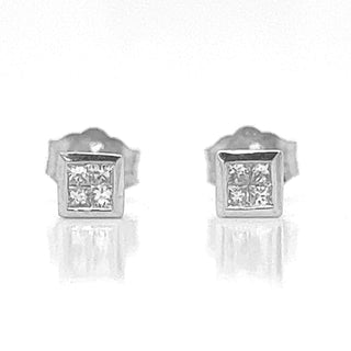 Natural Diamond Earring Studs, in White Gold