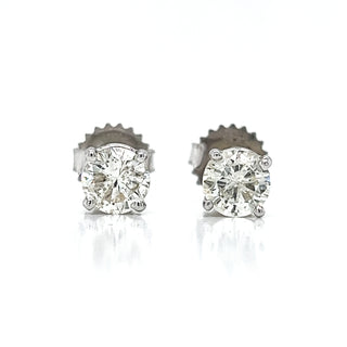 Natural Round Diamond Classic Stud Earrings, in White Gold