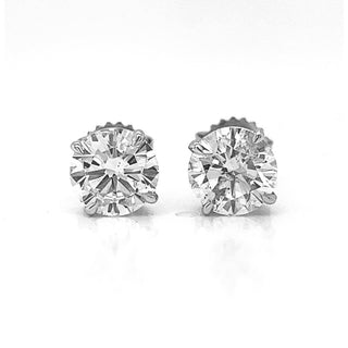 3 Carat Natural Mined Diamond Round Cut Earring Studs White Gold