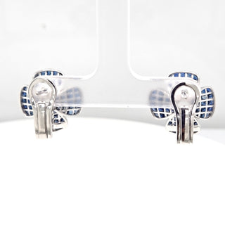 Semi Mount Flower Earrings with Natural Blue Sapphire, in White Gold