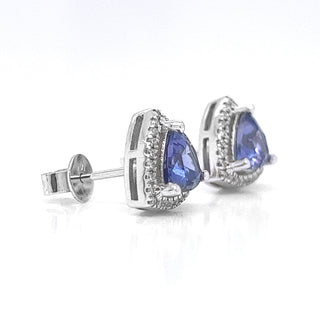 Natural Minded Tanzanite Diamond Halo Earrings White Gold