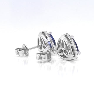 Natural Minded Tanzanite Diamond Halo Earrings White Gold