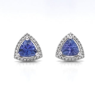 Natural Minded Tanzanite Diamond Halo Earrings White Gold