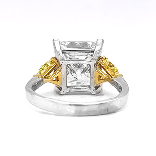 Natural Mined Princess Cut Diamond with Triangle Cut Fancy Yellow 3 Stone Ring EGL Certified