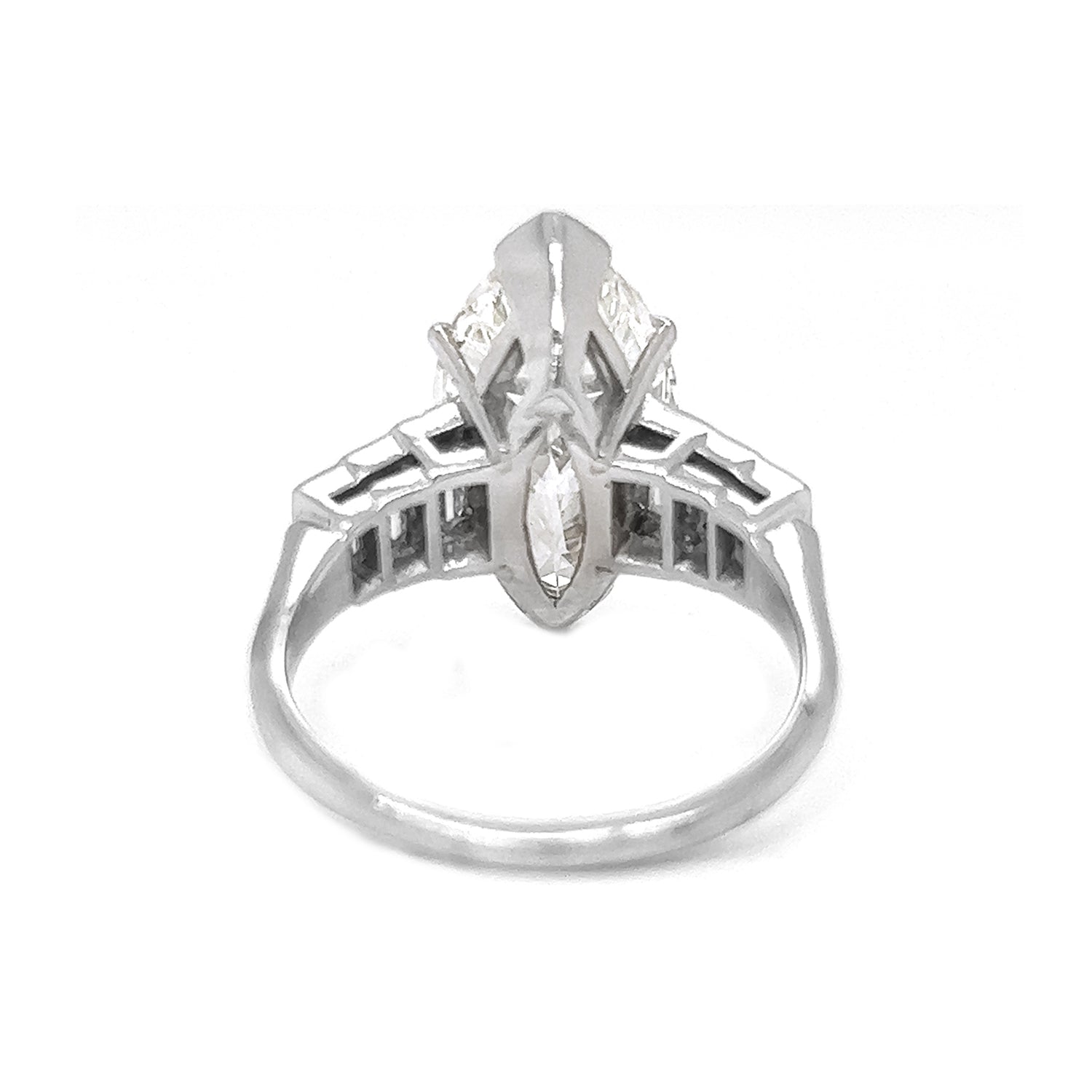 12.55 Carat Natural Mined GIA Certified Diamond Marquise Baguette Platinum Ring