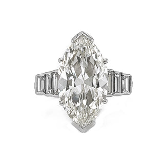 Natural Diamond Marquise and Baguette 6.65 ct. t.w. GIA Certified Platinum Ring