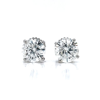 Natural Round Diamond Earring Studs, in White Gold