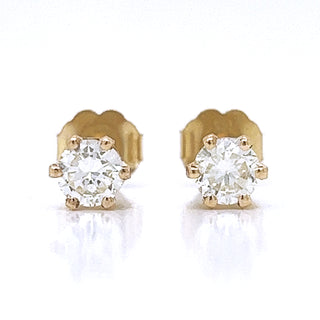 Natural Diamond Stud Earrings, in Yellow Gold