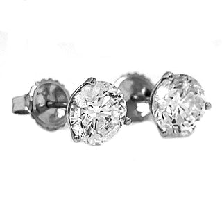 Natural Round Diamond Earrings, in White Gold