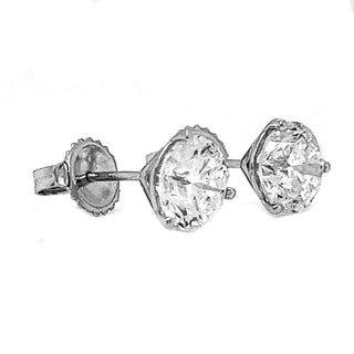 Natural Round Diamond Earrings, in White Gold