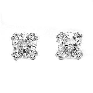 3 Carat Natural Mined Cushion Cut Diamond Earring Studs White Gold