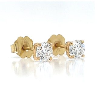 Natural Round Diamond Earring Studs, in Yellow Gold