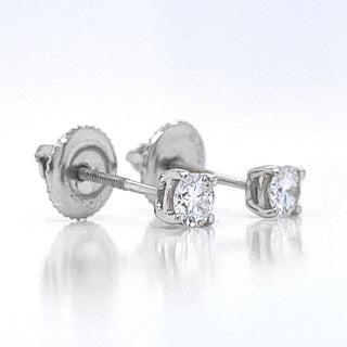 Natural Round Diamond Dainty Studs Earrings, in White Gold