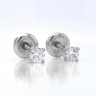 Natural Round Diamond Dainty Studs Earrings, in White Gold