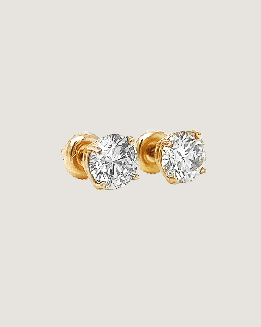 2.60 Carat Natural Mined Round Earring Studs 14KT Yellow Gold