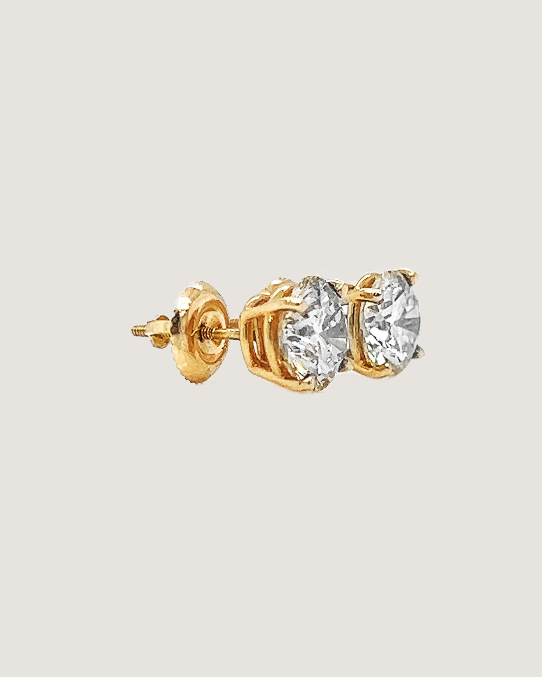 2.60 Carat Natural Mined Round Earring Studs 14KT Yellow Gold