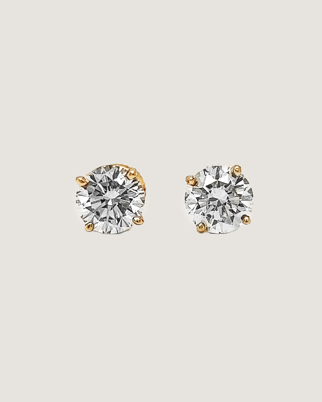 2.60 Carat Natural Mined Round Earring Studs 14KT Yellow Gold