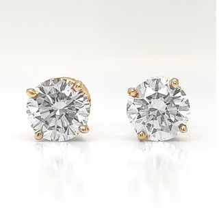 Natural Diamond Round Stud Earrings, in Yellow Gold