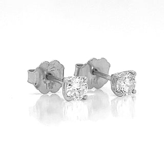 Natural Mined Round Cut Diamond Stud Earrings White Gold