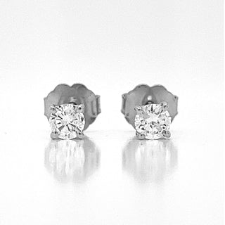 Natural Mined Round Cut Diamond Stud Earrings White Gold