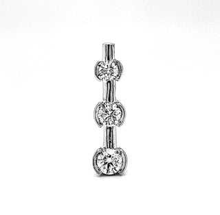 Natural Mined Diamond Three Stone Cocktail Bezel Pendant 14KT White Gold